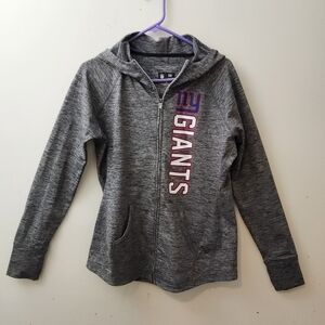 Team Apparel NFL NY Giant's Women's M Gray Hooded Jacket Thumb Holes Pockets Fan